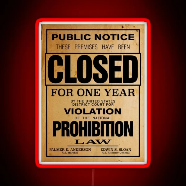 Prohibition Poster Or Print Reproduction RGB Neon Sign
