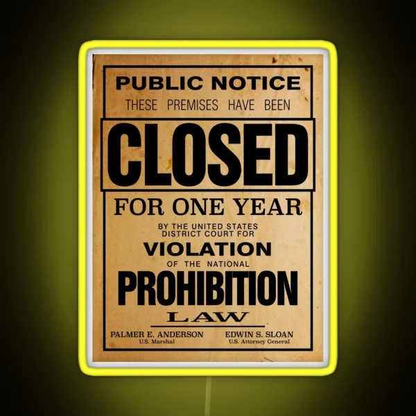 Prohibition Poster Or Print Reproduction RGB Neon Sign