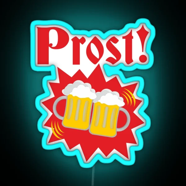 Prost Octoberfest Drinking Team Led Funny Cheers Beer RGB Neon Sign