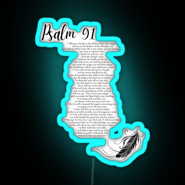 Psalm 91 Bible Verses 91 1 91 16 Feather RGB Neon Sign