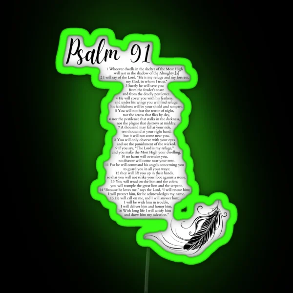 Psalm 91 Bible Verses 91 1 91 16 Feather RGB Neon Sign