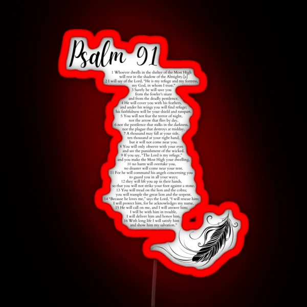 Psalm 91 Bible Verses 91 1 91 16 Feather RGB Neon Sign