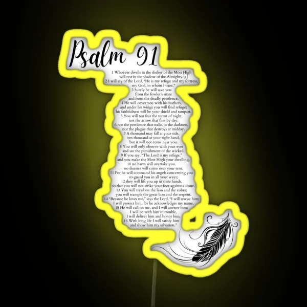 Psalm 91 Bible Verses 91 1 91 16 Feather RGB Neon Sign