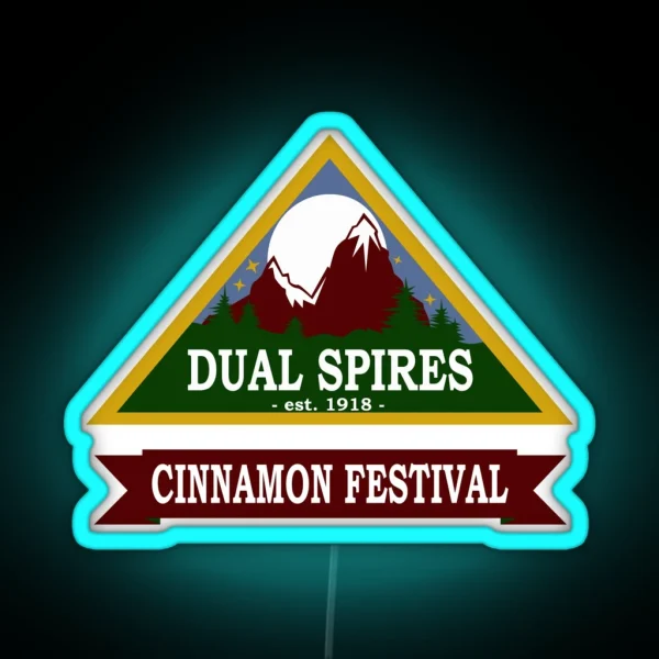 Psych Dual Spires Cinnamon Festival RGB Neon Sign
