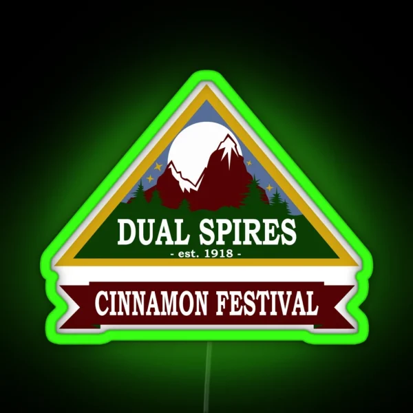 Psych Dual Spires Cinnamon Festival RGB Neon Sign