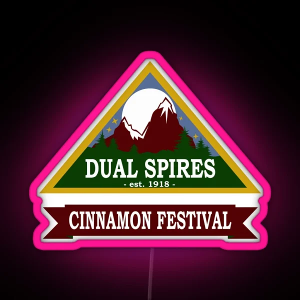 Psych Dual Spires Cinnamon Festival RGB Neon Sign