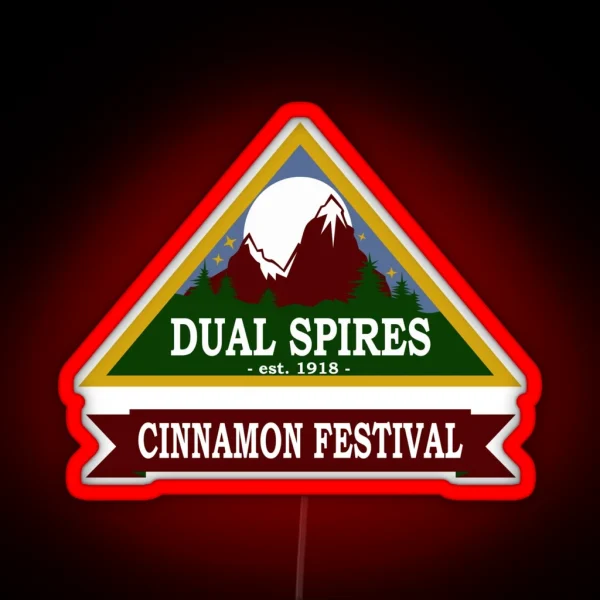 Psych Dual Spires Cinnamon Festival RGB Neon Sign