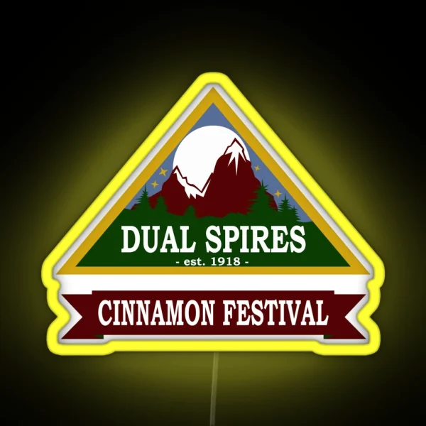 Psych Dual Spires Cinnamon Festival RGB Neon Sign