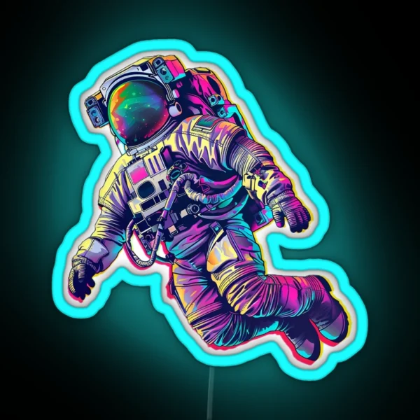 Psychedelic Astronaut Outer Space Hero RGB Neon Sign
