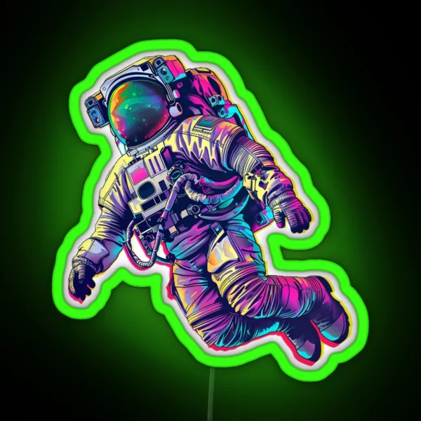 Psychedelic Astronaut Outer Space Hero RGB Neon Sign
