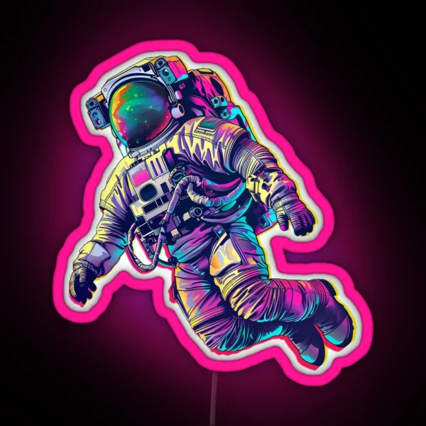 Psychedelic Astronaut Outer Space Hero RGB Neon Sign