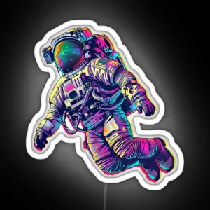 Psychedelic Astronaut Outer Space Hero Universe Moon Explorer RGB Neon Sign