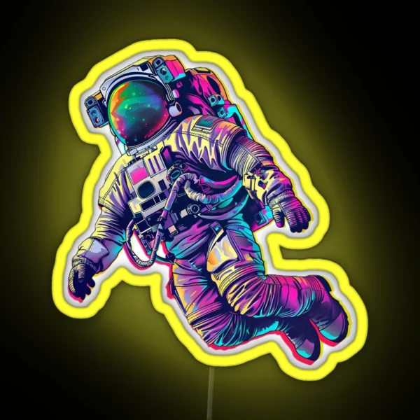 Psychedelic Astronaut Outer Space Hero RGB Neon Sign