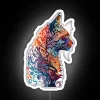 Glowing Rainbow Neon Sign Featuring a Psychedelic Cat Portrait