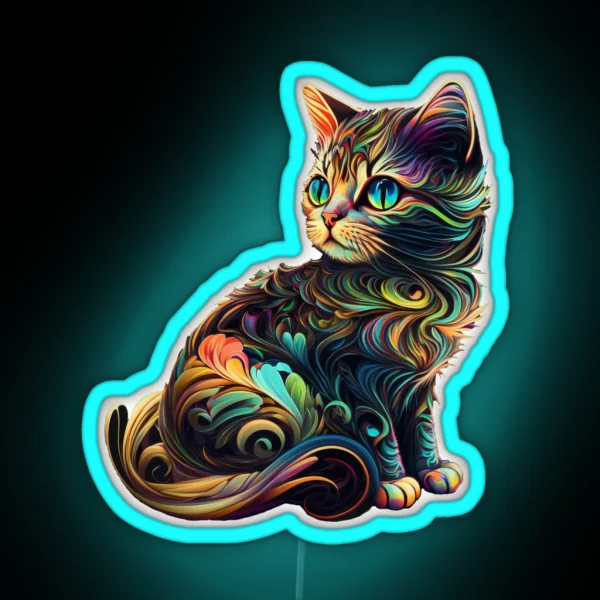 Psychedelic Cat RGB Neon Sign