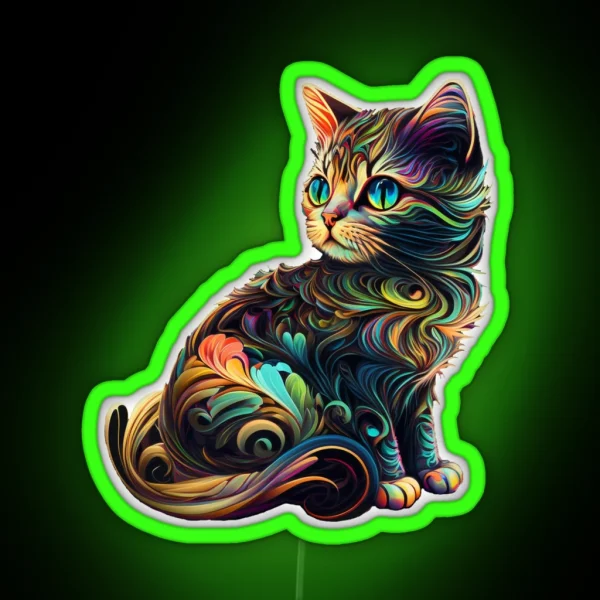 Psychedelic Cat RGB Neon Sign