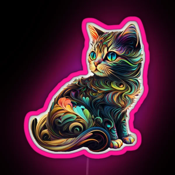 Psychedelic Cat RGB Neon Sign