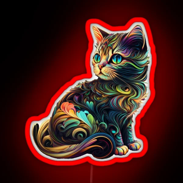 Psychedelic Cat RGB Neon Sign