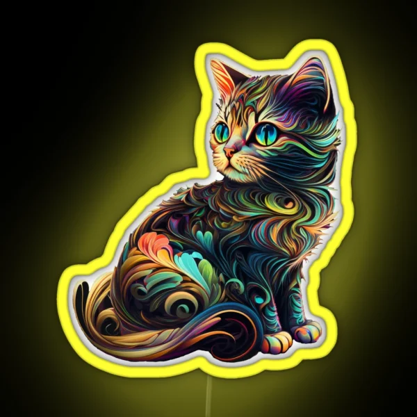 Psychedelic Cat RGB Neon Sign