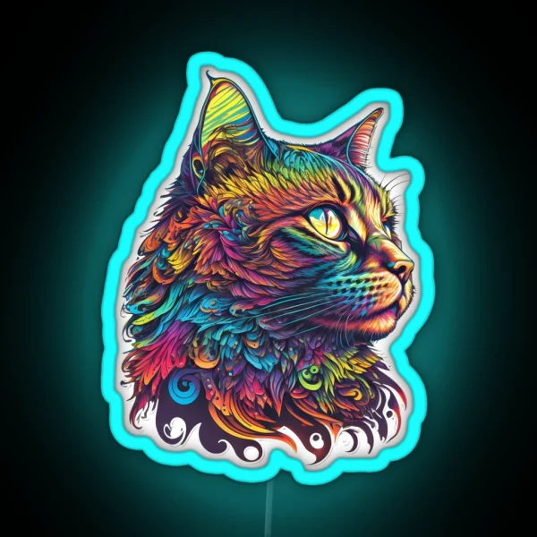 Psychedelic Cat RGB Neon Sign