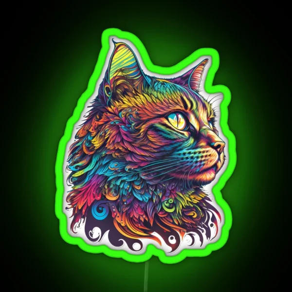 Psychedelic Cat RGB Neon Sign
