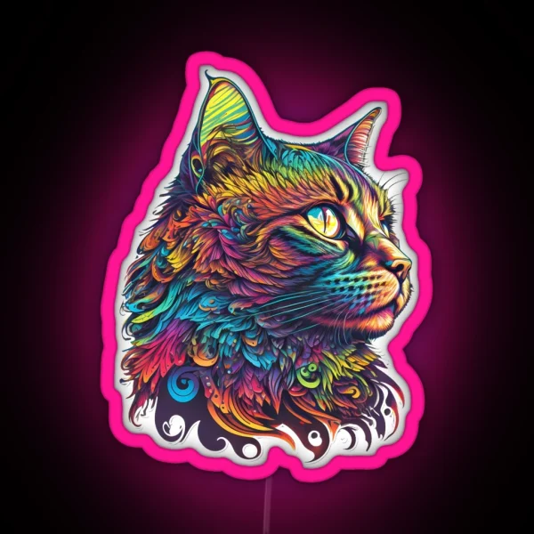 Psychedelic Cat RGB Neon Sign