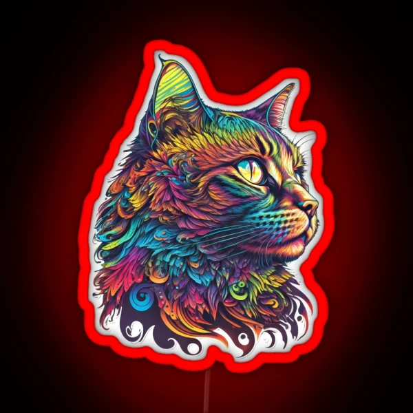 Psychedelic Cat RGB Neon Sign