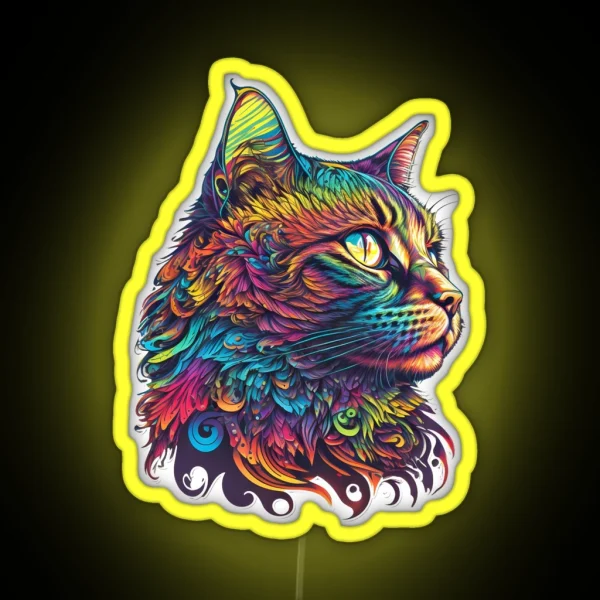 Psychedelic Cat RGB Neon Sign