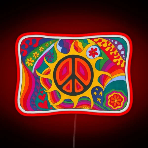 Psychedelic Flaming Peace RGB Neon Sign