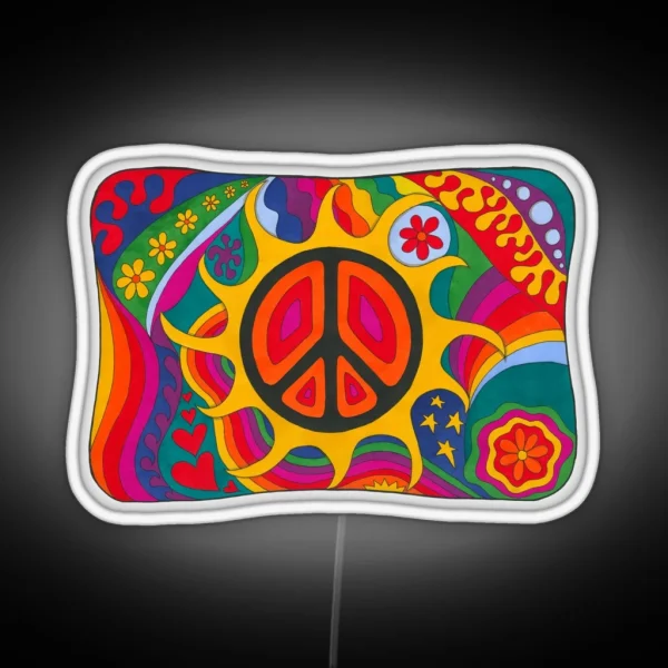 Psychedelic Flaming Peace RGB Neon Sign