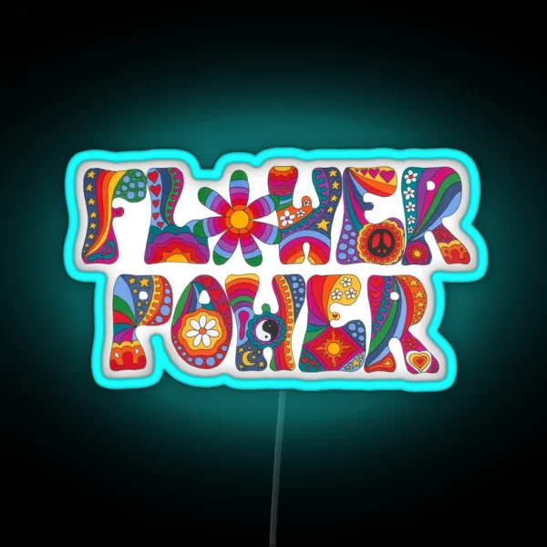 Psychedelic Flower Power RGB Neon Sign