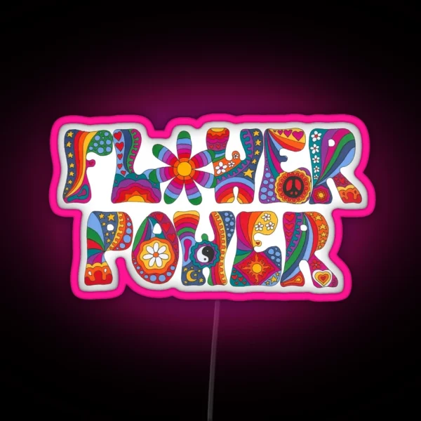 Psychedelic Flower Power RGB Neon Sign