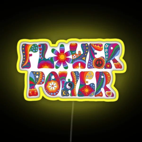 Psychedelic Flower Power RGB Neon Sign