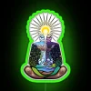 Vibrant psychedelic neon sign featuring nature-inspired meditation and relaxation concept.