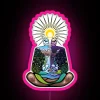 Psychedelic Nature-inspired Meditation Wall Sign with Vibrant RGB Neon Color.