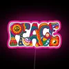 Psychedelic Peace Sign with Vibrant RGB Neon LED Display Colors
