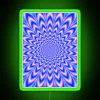 Vibrant psychedelic neon sign with blue and pink glowing accents