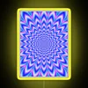 Vibrant psychedelic light display with pulsing blue pink neon colors.