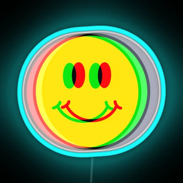 Psychedelic Smiley Happy Face RGB Neon Sign