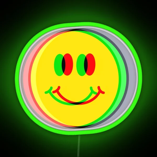 Psychedelic Smiley Happy Face RGB Neon Sign