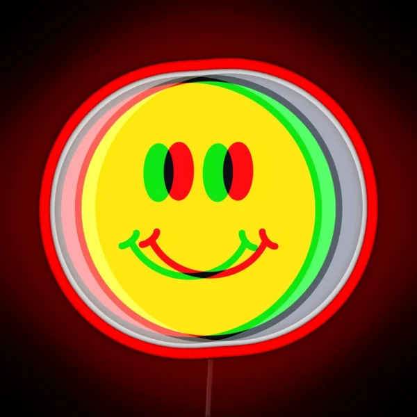 Psychedelic Smiley Happy Face RGB Neon Sign