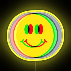 Psychedelic Smiley Happy Face RGB Neon Sign