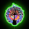Surreal psychedelic neon sign featuring vibrant RGB art guitar silhouette