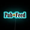 Neon pub sign illuminates vibrant colors with RGB feed display