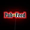 Eye-catching neon sign featuring colorful pub feed inspired by nightlife