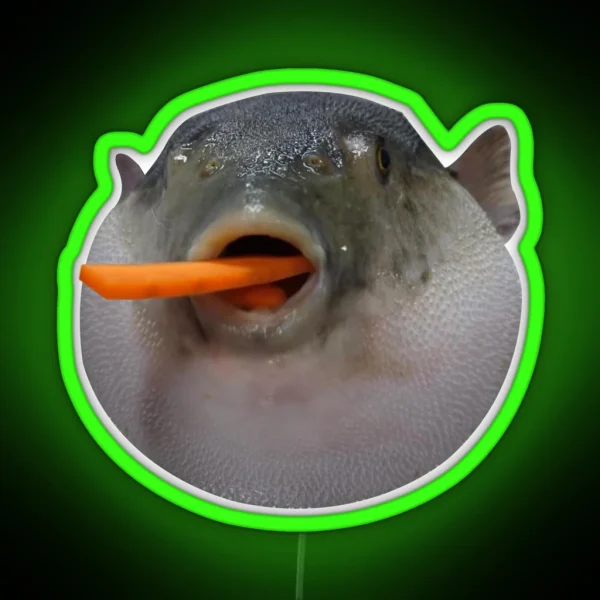 Puffer Fish Meme RGB Neon Sign