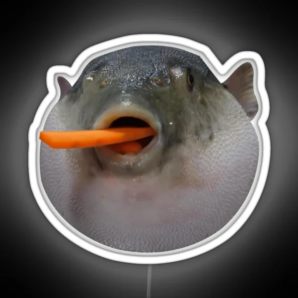 Puffer Fish Meme RGB Neon Sign