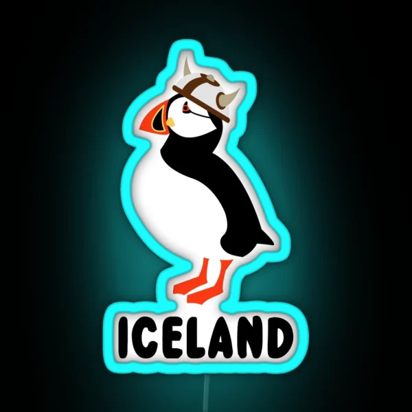 Puffin Viking Of Iceland RGB Neon Sign