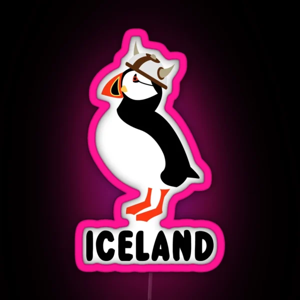 Puffin Viking Of Iceland RGB Neon Sign