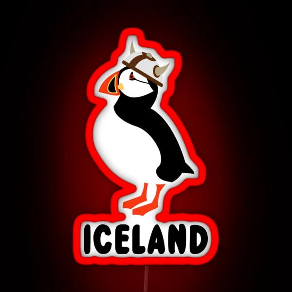 Puffin Viking Of Iceland RGB Neon Sign